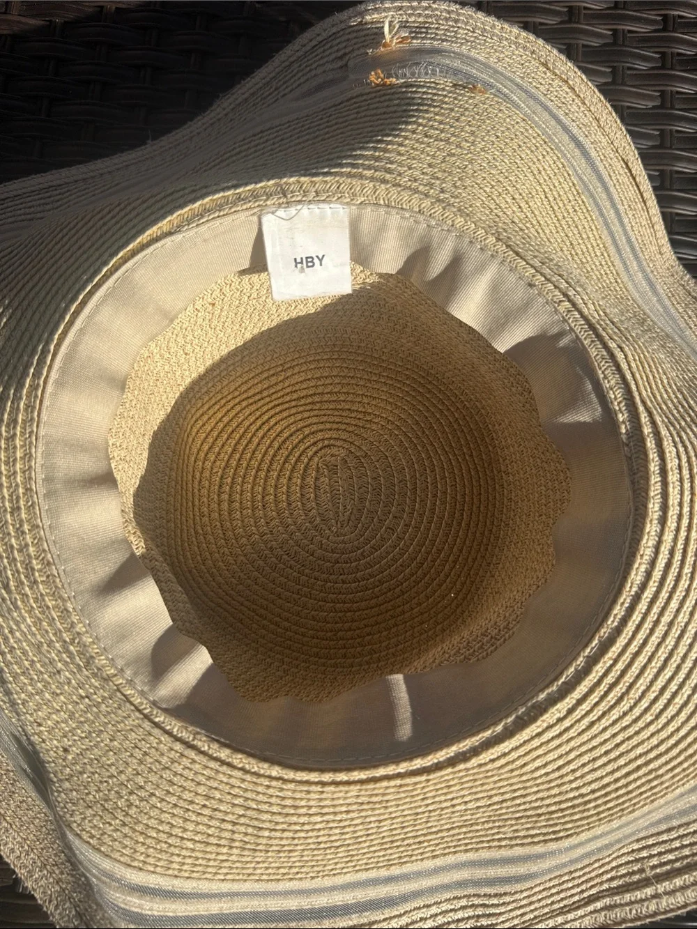 Wide Brim Straw Sun Hat with Palm Trim - Natural